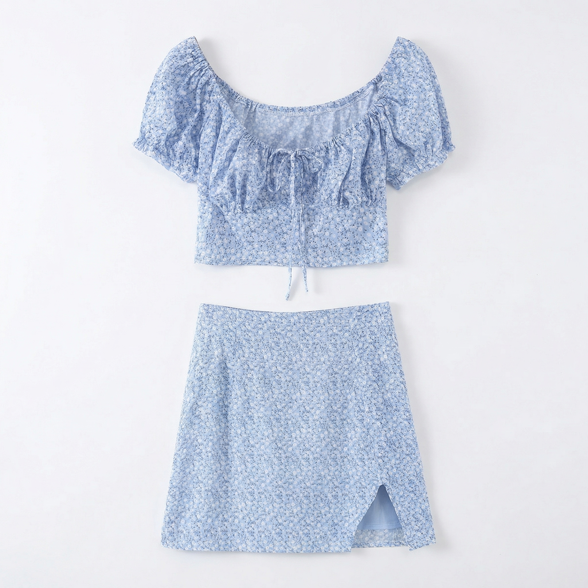 Cotton linen shirt + short skirt suit